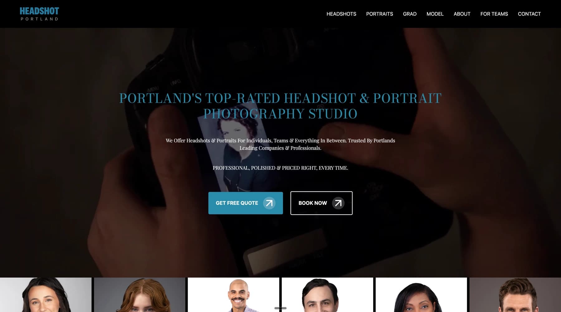 Headshot Portland website screenshot