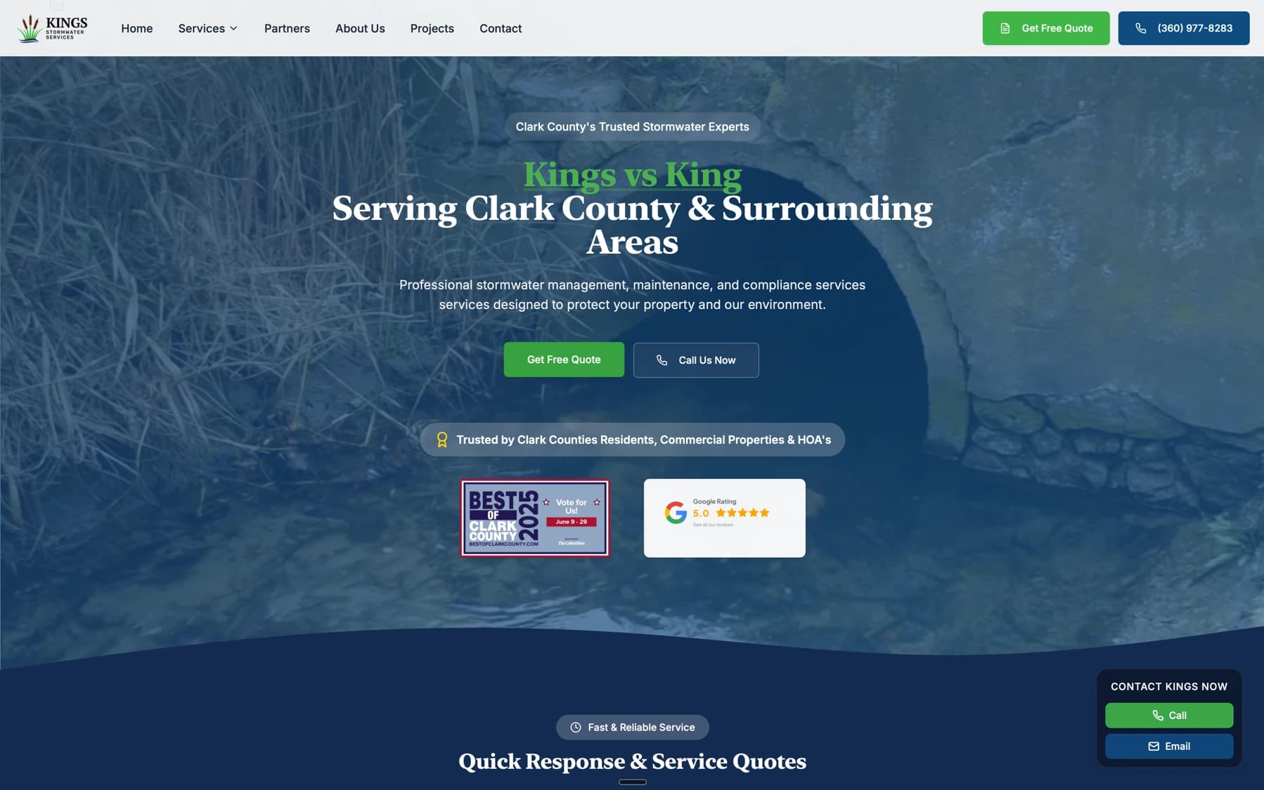 King Storm Water website screenshot