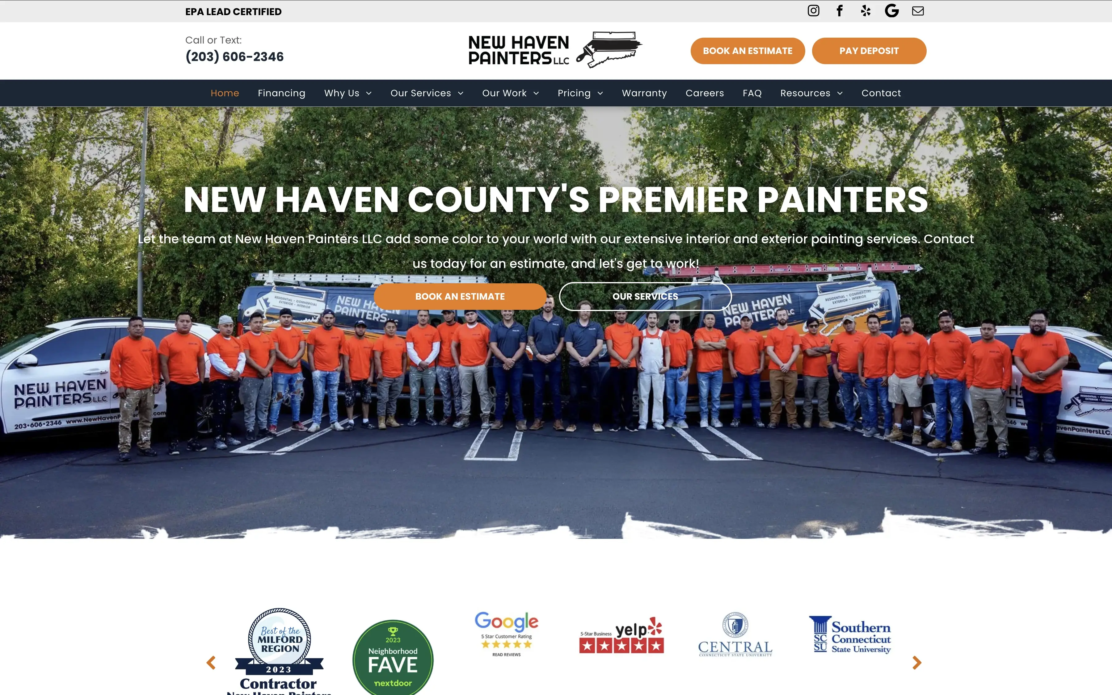 New Haven Painters website screenshot